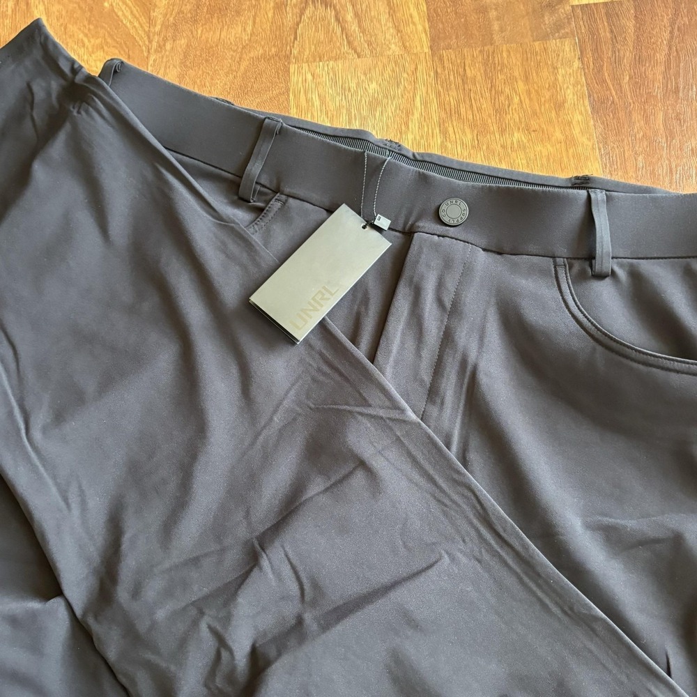 NWT UNRL Impulse Pants Mens LT Black Slim Fit Chino Stretch Travel Pockets